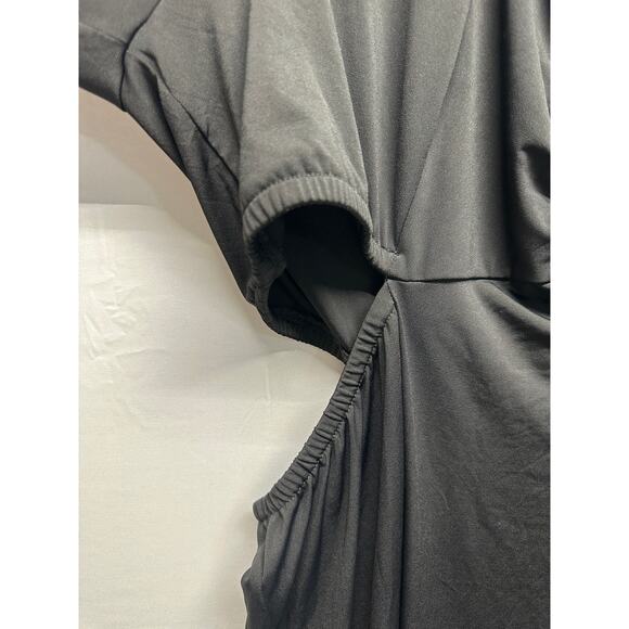 Torrid 3X Black Maxi Studio Knit Dress Cutout Waist Ruched Front 22/24 NWT - Picture 2 of 9